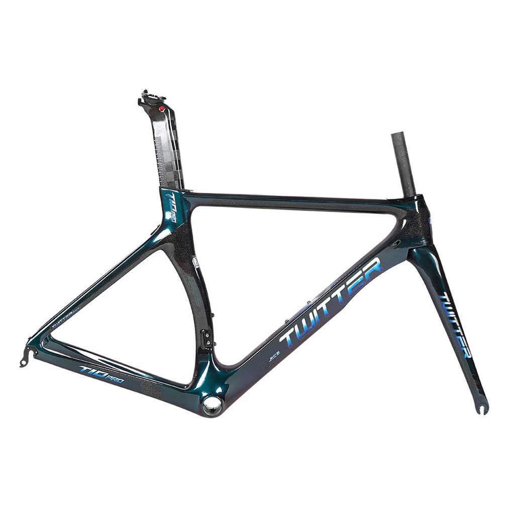 HIMALO Road Bike Frameset Carbon Wind Breaking Racing Frame 46/48/50/52/54cm QR 100/130mm C Brake Frame with Fork and Headset(Black,46CM)