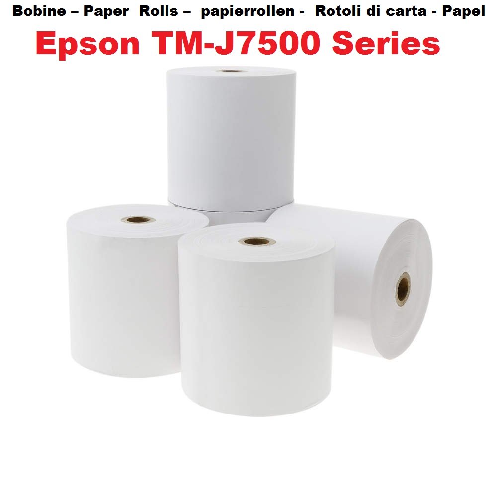 10 Rouleaux de papier pour imprimante compatible epson tM-j 7500 rouleau 76 x 70 x 12 papier ordinaire offset sans bois pour imprimante à encre compatible Epson (Par 10 bobines)