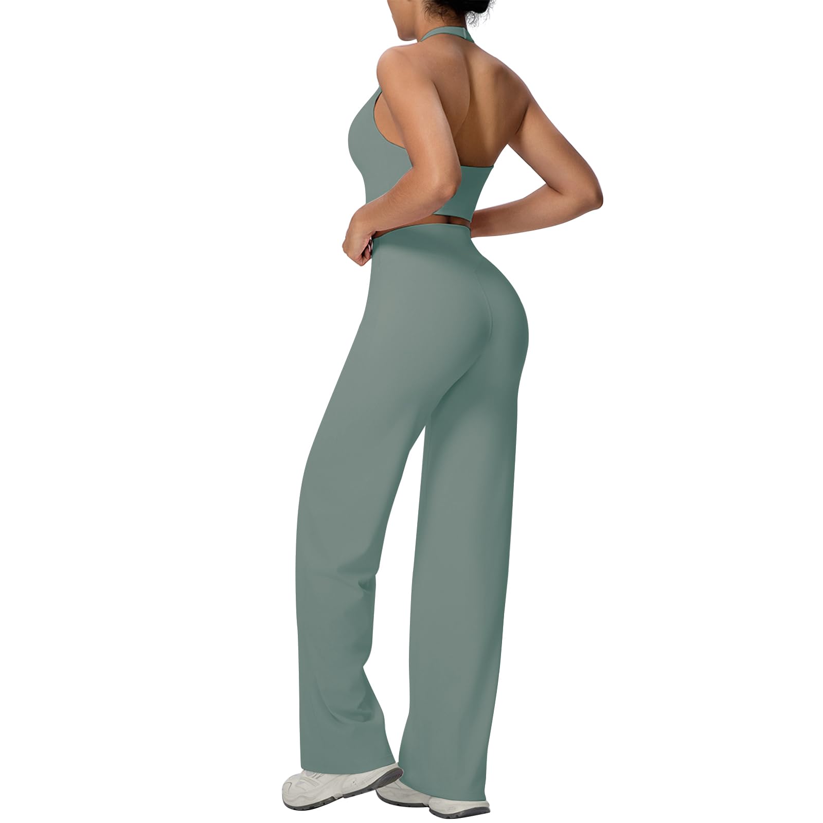 JN JANPRINT Ensemble de gym 2 pièces pour femme - Débardeurs dos nu - Jambes droites - Tenue pilates