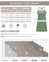 SUUKSESS Women 2 Piece Workout Sets High Waisted Tummy Control Biker Shorts Halter Padded Tank Tops Racerback Sports Bras — image 6
