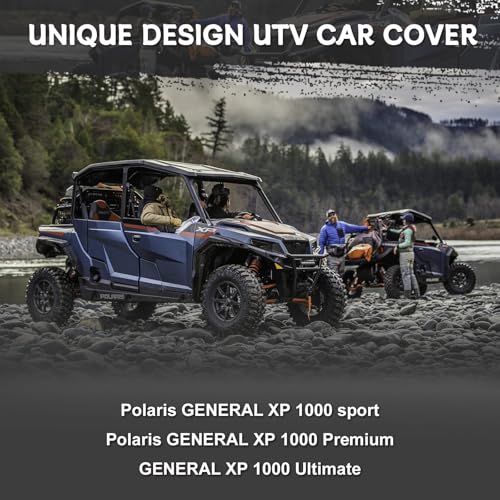 Image of Waterproof UTV Cover Compatible with Polaris General 2 Seats, 6 Layers All Weather Cover with Air Vents, Door Zipper and Windproof Buckles and Bands for Rain Snow Dust Protection