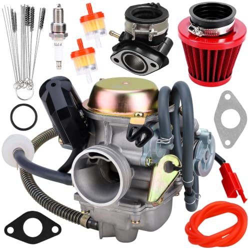 Image of 150cc gy6 carburetor PD24J for 4 Stroke Engines 125cc 150cc 152QMJ 157QMI 24mm for Motorcycle Scooter ATV Go Kart with Electric Choke Intake Manifold