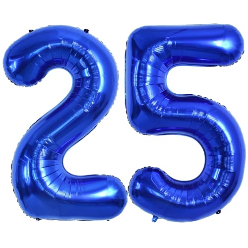 Image of TONIFUL 40 Inch Navy Blue Number 25 Balloon Large Foil 25th Birthday Decor
