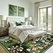 Yinhua Boho 5x7 Rug for Living Room, Washable Dark Green Area Rugs Non Silp, Low Pile Floral Rugs Non-Shedding, Soft Vintage Carpet for Bedroom Dining Room Nursery