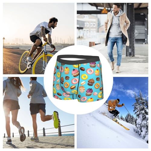 Mens Underwear - Boxers for Men, Cupcake Donut Macaroon Prints Boxer Briefs for Men Pack, Mens Boxer Briefs3