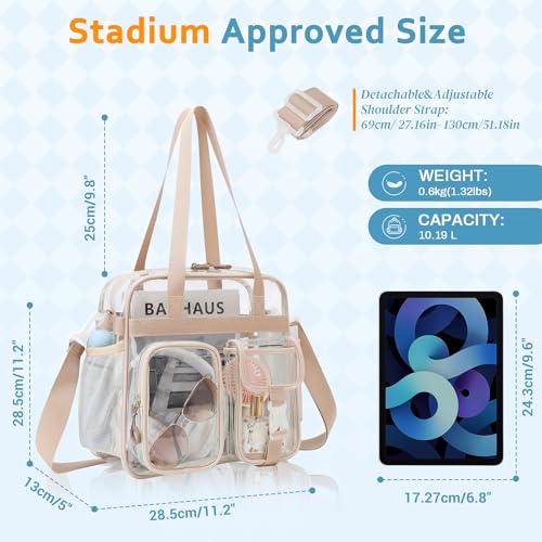 Image of Clear Tote Bag, Heavy Duty PVC 12x 12x6 in Clear Bag for Stadium Events for Women Men