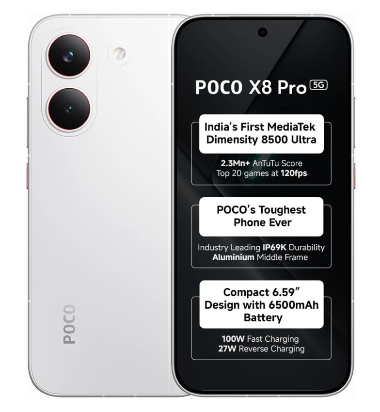 Image of POCO X8 Pro 5G (White, 8GB RAM), 256GB Storage