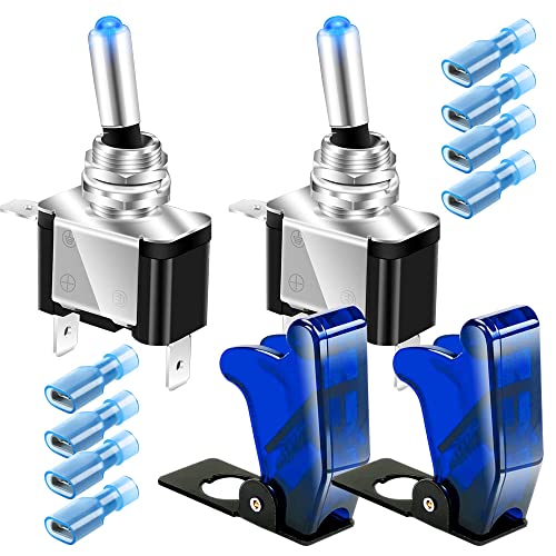 Guuzi 2pcs 3 Broches SPST Interrupteurs à Bascule pour Eclairage LED, Interrupteur à Bascule avec Eclairage LED Bleu, Interrupteur Marche/Arrêt Automatique...