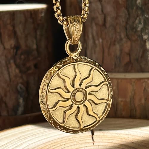 bahamut Greek Mens Jewelry Sun Pendant Necklace for Men Women, Stainless Steel Vintage Protective Amulets Gifts2