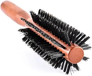 فرشاة شعر دائرية، فرشاة تصفيف بيد خشبية طبيعية، فرشاة تجفيف الشعر مضادة للكهرباء الساكنة، فرشاة شعر دوارة للرجال والنساء لفرد وتجعيد الشعر المبلل والجاف - 1 قطعة