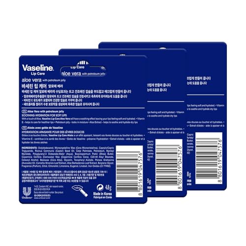 Image of Vaseline Lip Care Aloe Vera Lip Balm Stick 4.8g (Pack of 3)