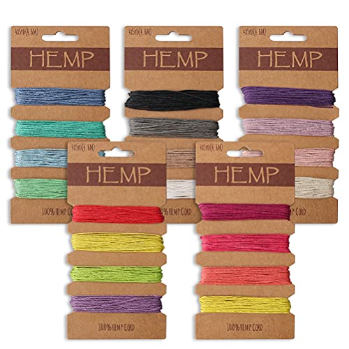 20 Colors 100 Yards Thread Cord Multi-Color Flax String Cord, Natural Twine Cord Rope String for Handmade Craft Bracelets Keychains Making Accessories (Colorful)