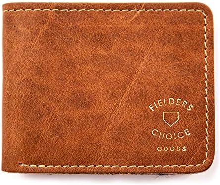FIELDERS CHOICE GOODS Leather Billfold Wallet with Gold Foil Logo - Bifold Handcrafted from Vintage Baseball Gloves