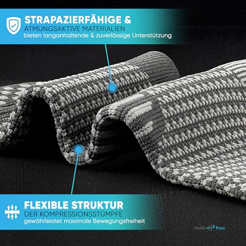 Health Press Sprunggelenkbandage – Professionelle Stützstrümpfe – Entlastung & Stabilisierung des Sprunggelenks – 2x Fußbandage, Gr. M – Medizinprodukt – Stützende Knöchelbandage – Kompressionssocken