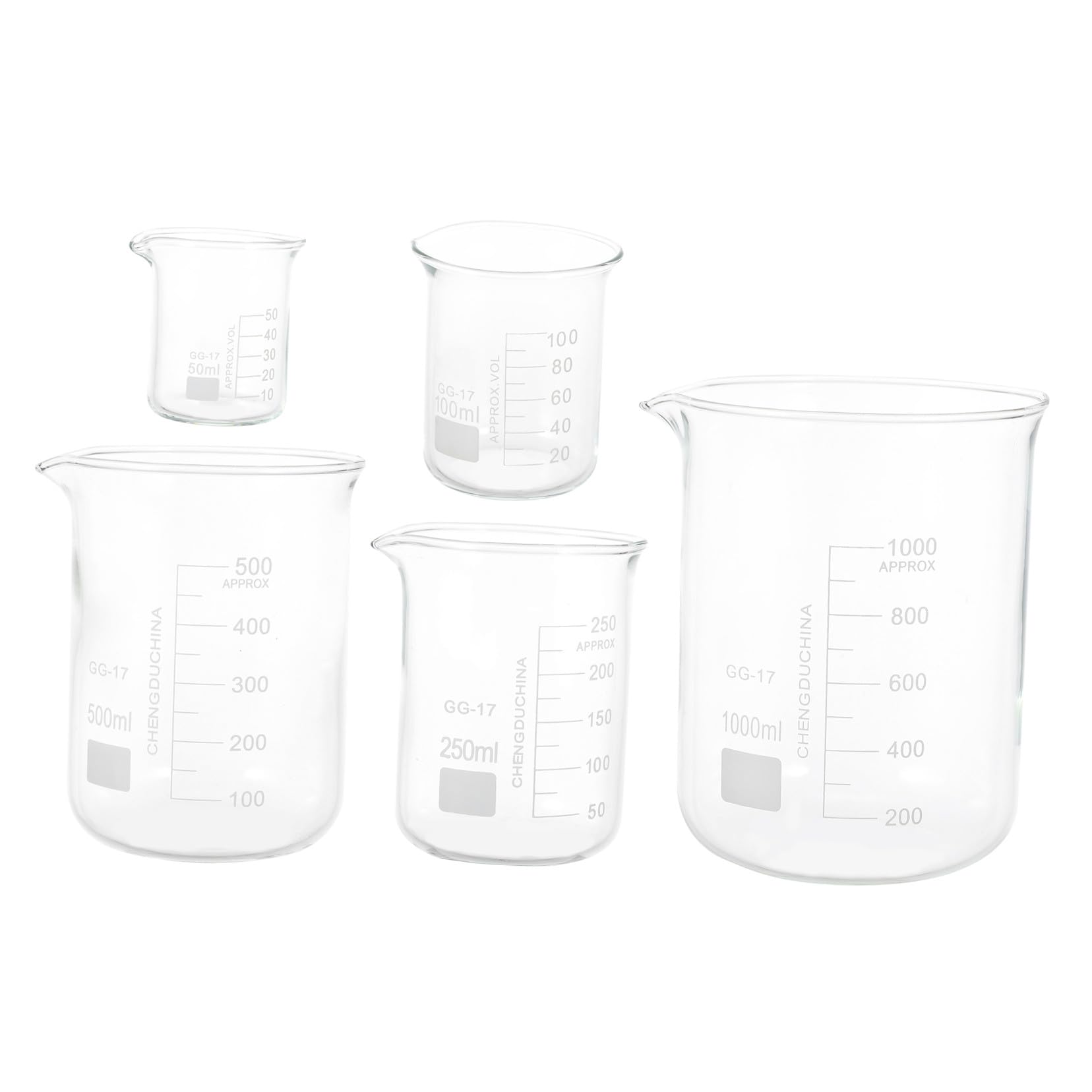 Homoyoyo Tazas Medidoras de Vidrio 5piezas de Borosilicato Grueso | Vasos Graduados para Medir Líquidos, Ligeros y Fáciles de Limpiar, Decoracion Colegio