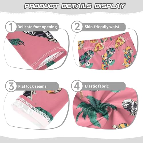 ALAZA Girls' Leggings Children's Yoga Pants Skinny Printed Dance Skull Pizza Comfortable 4T2