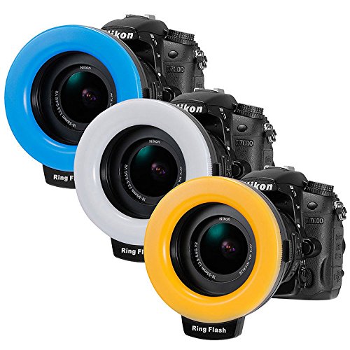 Ring flitslicht, draagbare led-ringflitslicht met 4 filters en 8 ringadapters voor Canon/Nikon/Penant/Olympus/Panasonic spiegelreflexcamera's