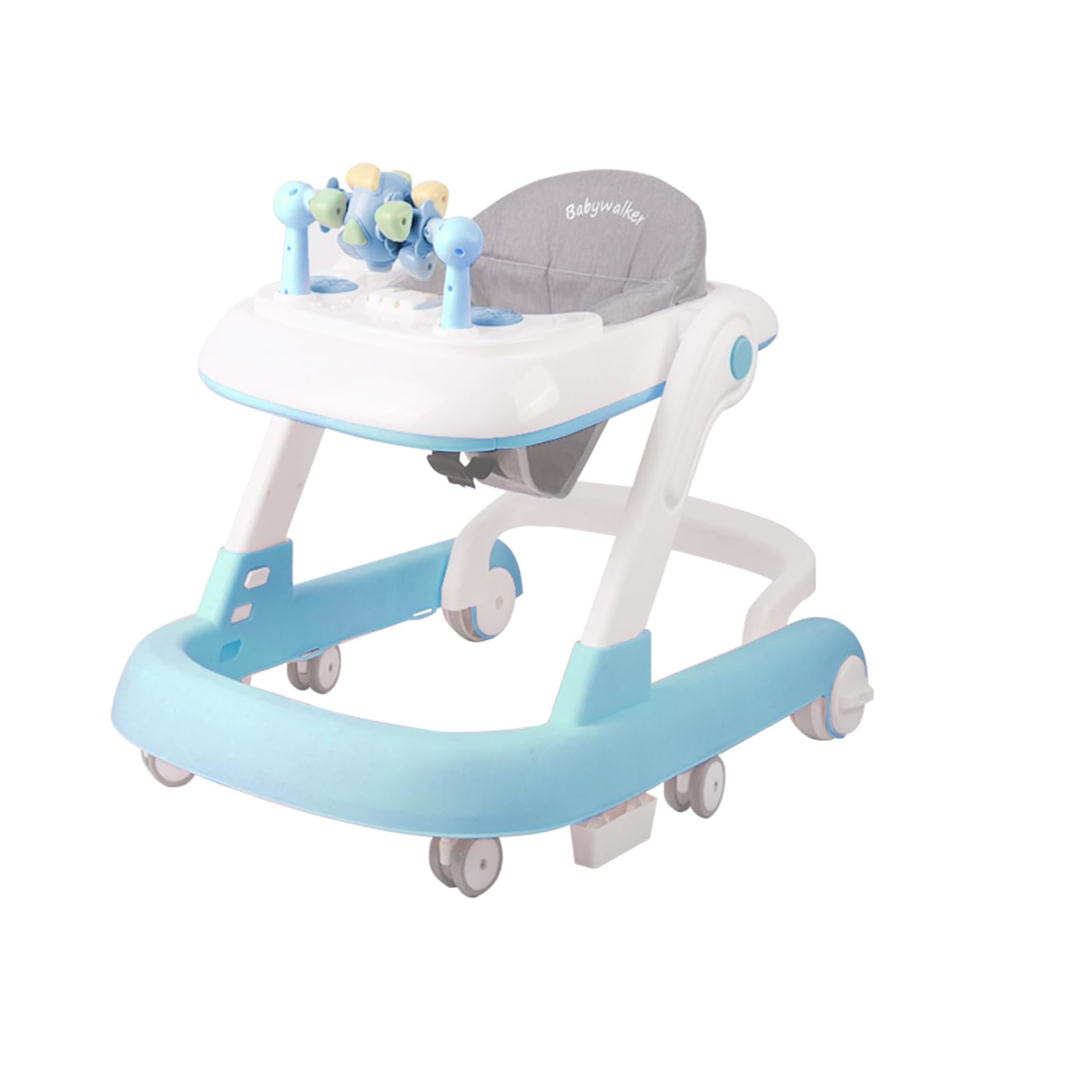 OHMG 4-en-1 Trotteur Bébé avec plateau multi-activités interactive avec musique amovible, Trotteur bébé réglable en hauteur et facilement pliable,jusqu'à 12 kg