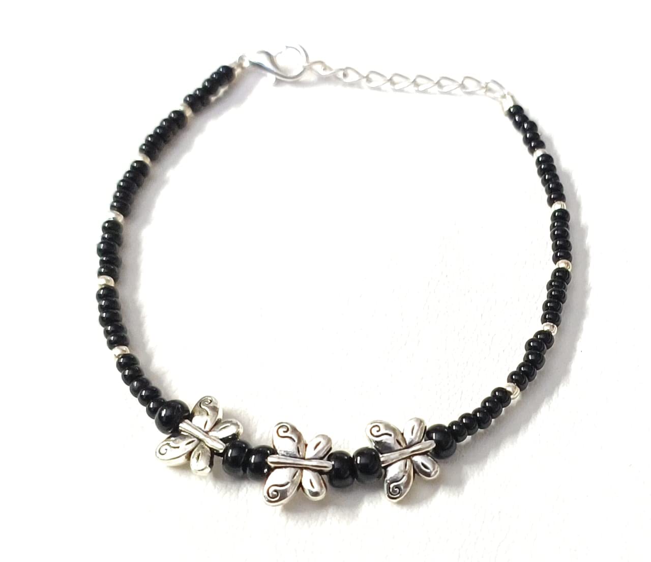 MANMORA New black beads with butterfly plated allot anklet for girls|women|teenagers (Butterfly) (B0BR3X1QBV) Amazon Price History, Amazon Price Tracker