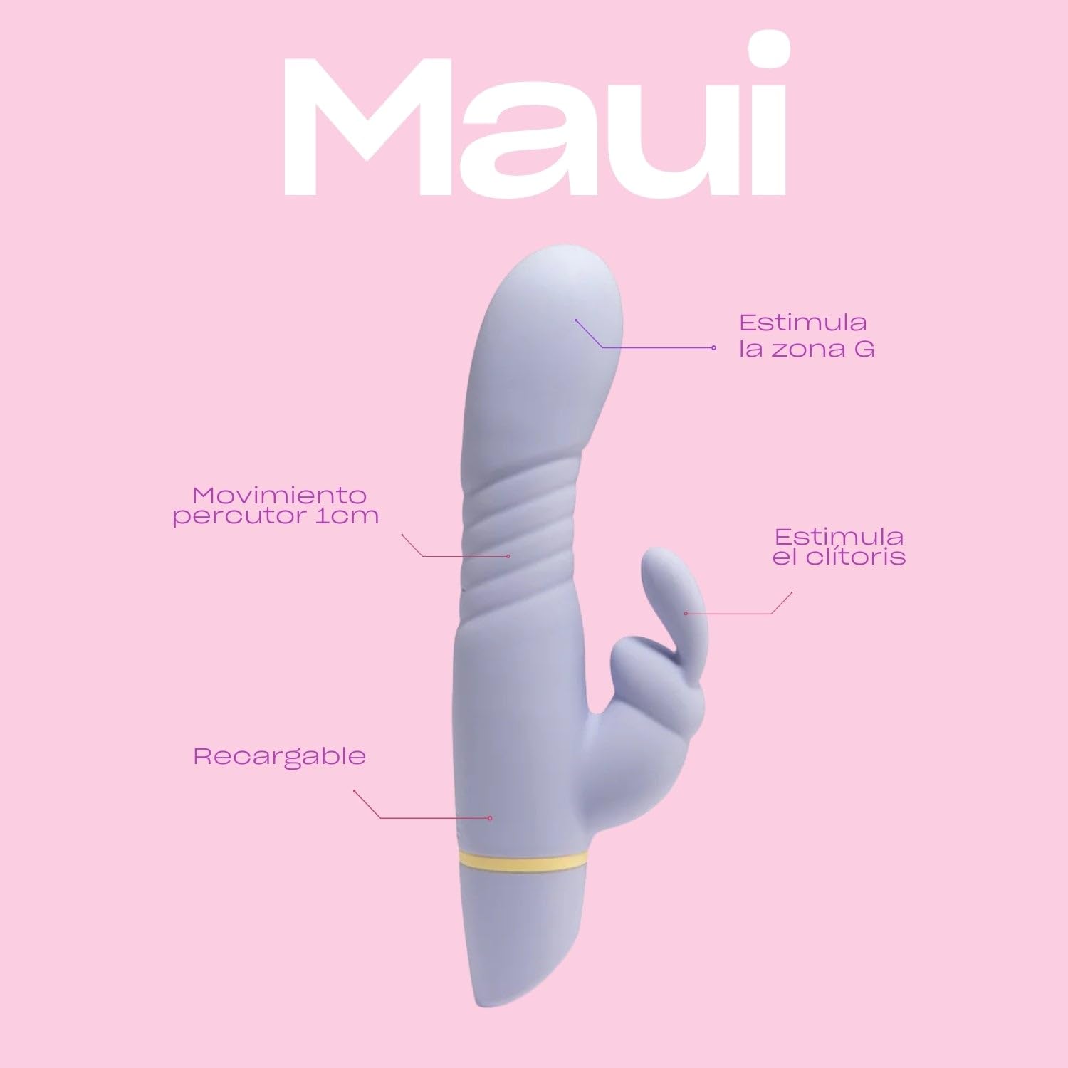 Platanomelón - Vibrador conejito para Mujer con movimiento percutor y 5 modos de vibración, recargable - Maui