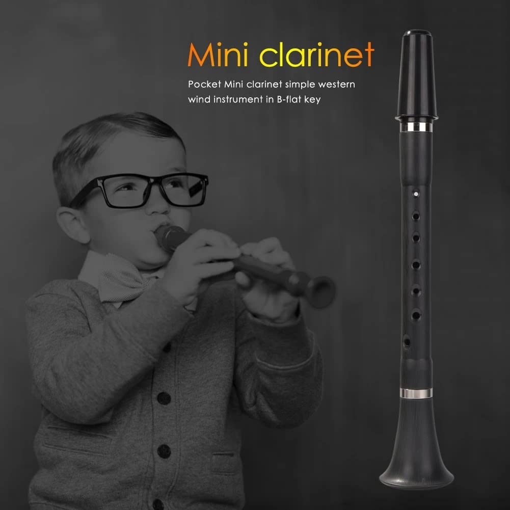 Mini clarinete Bb, instrumento de viento de madera de clarinete de bolsillo con bolsas de almacenamiento, instrumento musical for la práctica de principiantes