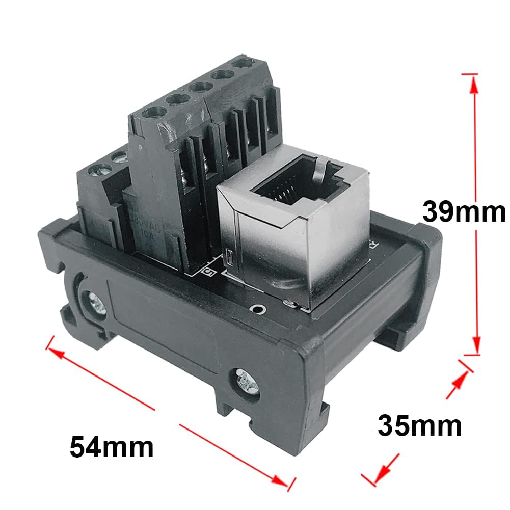 PENGLIN RJ45 8P8C DIN Rail Mount Ethernet Connector Distribution Breakout Board, 1 Way RJ45 Vertical Jack Connector - Image 3