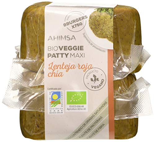 Ahimsa Burguer Vegetal Maxi Lenteja Roja Y Chia Bio 600Gr 600 Gramos 500 g