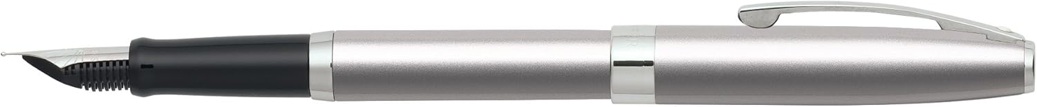 Sheaffer Sagaris Medium Nib Fountain Pen, Metallic Silver, Chrome Trim (E0947753)
