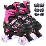 CELETOY Patines de ruedas para niños, patines de tamaño ajustable para niñas principiantes, patines para niños pequeños con 8 ruedas iluminadas, patinaje al aire libre para niños, niñas, zapatos de