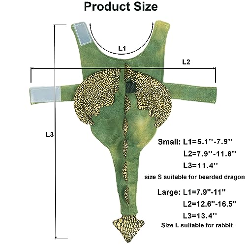 ADOGGYGO Bearded Dragon Harness Leash Set, Lizard Halloween Costume Adjustable Lizard Dinosaur Leash Harness for Bearded Dragon Reptiles (Small)