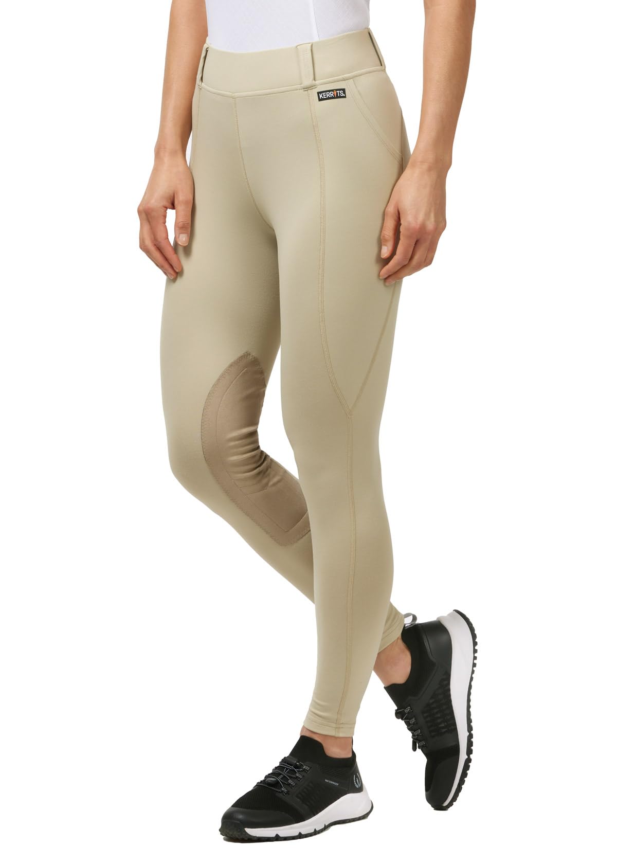 Women's Performance Knee Patch Horse Riding Tights – Breathable Lightweight Equestrian Schooling Leggings, Pockets