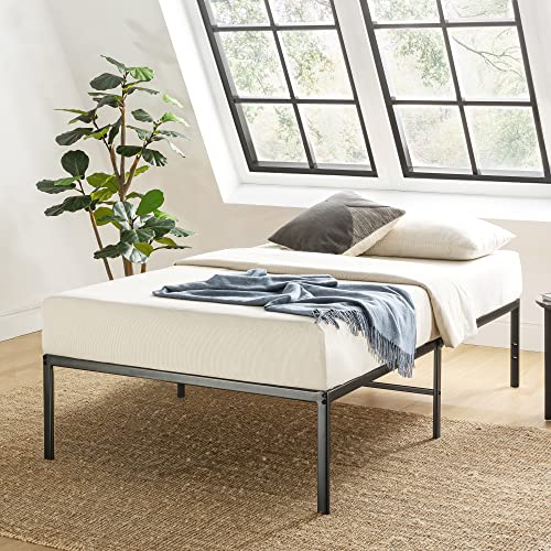Image of Best Price Mattress 16 Inch Metal Platform Bed Frame, Heavy Duty Steel Slats, Black, Twin