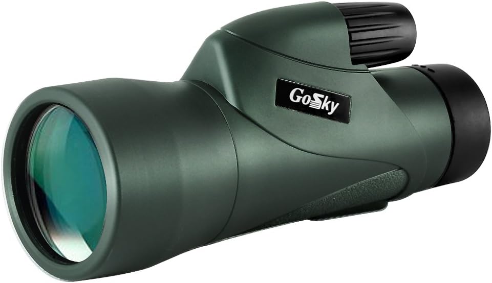 Gosky Skyhawk 10x50 Monocular Scope - High Definition Fog- Proof Shockproof Monocular Telescope -Bak4 Prism FMC Monoscope for Bird Watching Hunting Camping Travelling Wildlife Secenery