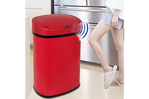 Dkeli Red Kitchen Trash Can 13 Gallon with Lid