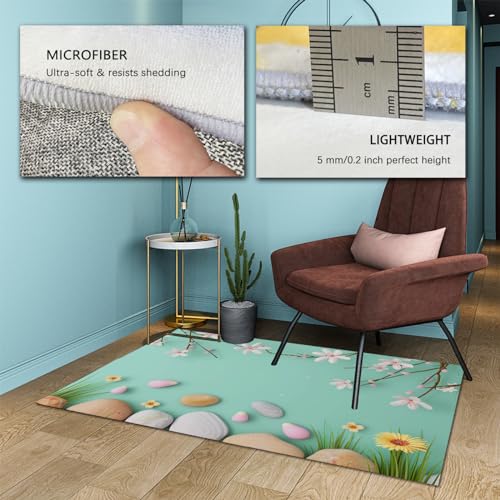 Tapis antidérapant lavable motif floral vert 150x210cm - 6