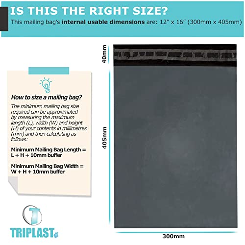 Triplast, 40 x 30 cm-Buste per posta in plastica