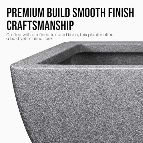 Image of Go Hooked Recta Curve 24 Inch Rectangle Planter Pot | Big Size Polymer Gamla for Plants | Heavy-Duty UV Resistant Outdoor & Indoor Flower Pot for Balcony, Terrace & Garden (Black)
