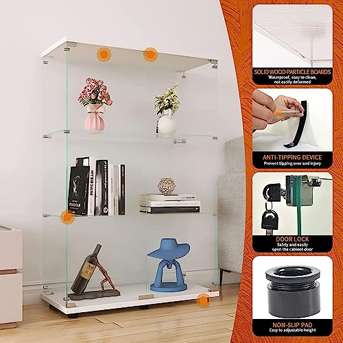 Image of Beauty4U White Glass Display Cabinet, 3-Shelf 2-Door Curio Cabinet