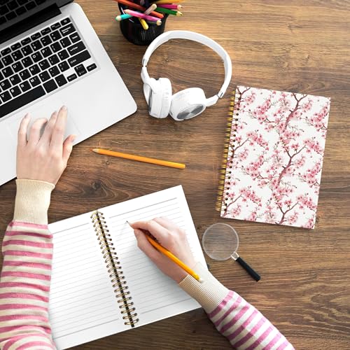 WARDOS Cherry Blossom Spiral Notebook Journal 5.5x8.3, Pink Floral Journal for Women, Japanese Flower Notebook, Cherry Blossom Gifts, Pink Office Supplies WARDOS Cherry Blossom Spiral Notebook Journal 5.5x8.3, Pink Floral Journal for Women, Japanese Flower Notebook, Cherry Blossom Gifts, Pink Office Supplies