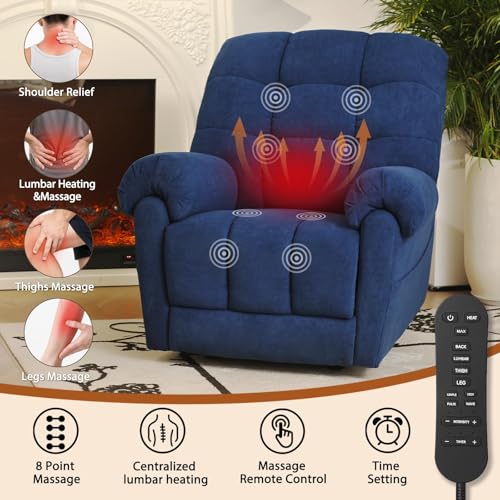 Sillón reclinable eléctrico plegable azul marino miniatura 4