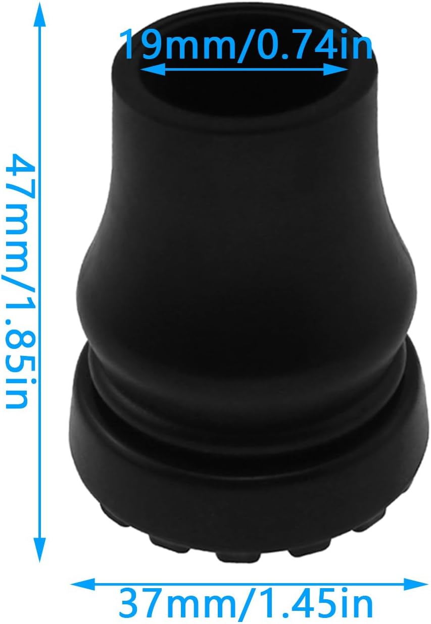 6PCS Walking Stick Tip Replacement Parts Cane Foot Covers 19mm Hiking Snow Walking Support Anti Slip Pads for Walkers Commode Chairs Shower Chair Accessories Black
