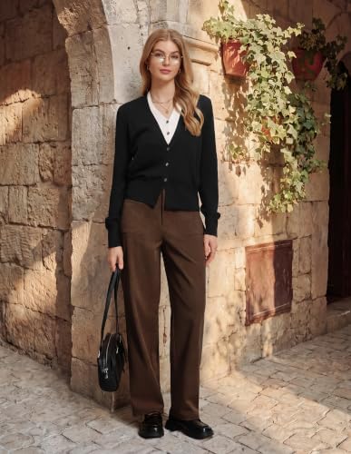 GRACE KARIN Dress Pants for Women 2026, Straight Leg Trousers, Casual Work Office Pants with Pockets Dark Brown L — view 3