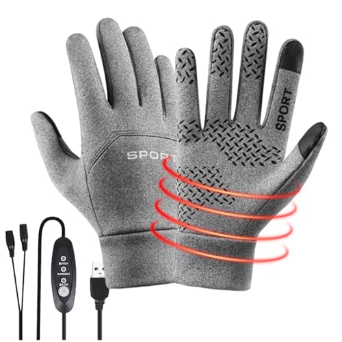 Guantes térmicos USB, Guantes térmicos para Pantalla táctil, 3 ajustes de Temperatura, Guantes cálidos, diseño de Aislamiento Suave para Ciclismo, esquí, Camping, conducción, Senderismo, al Aire