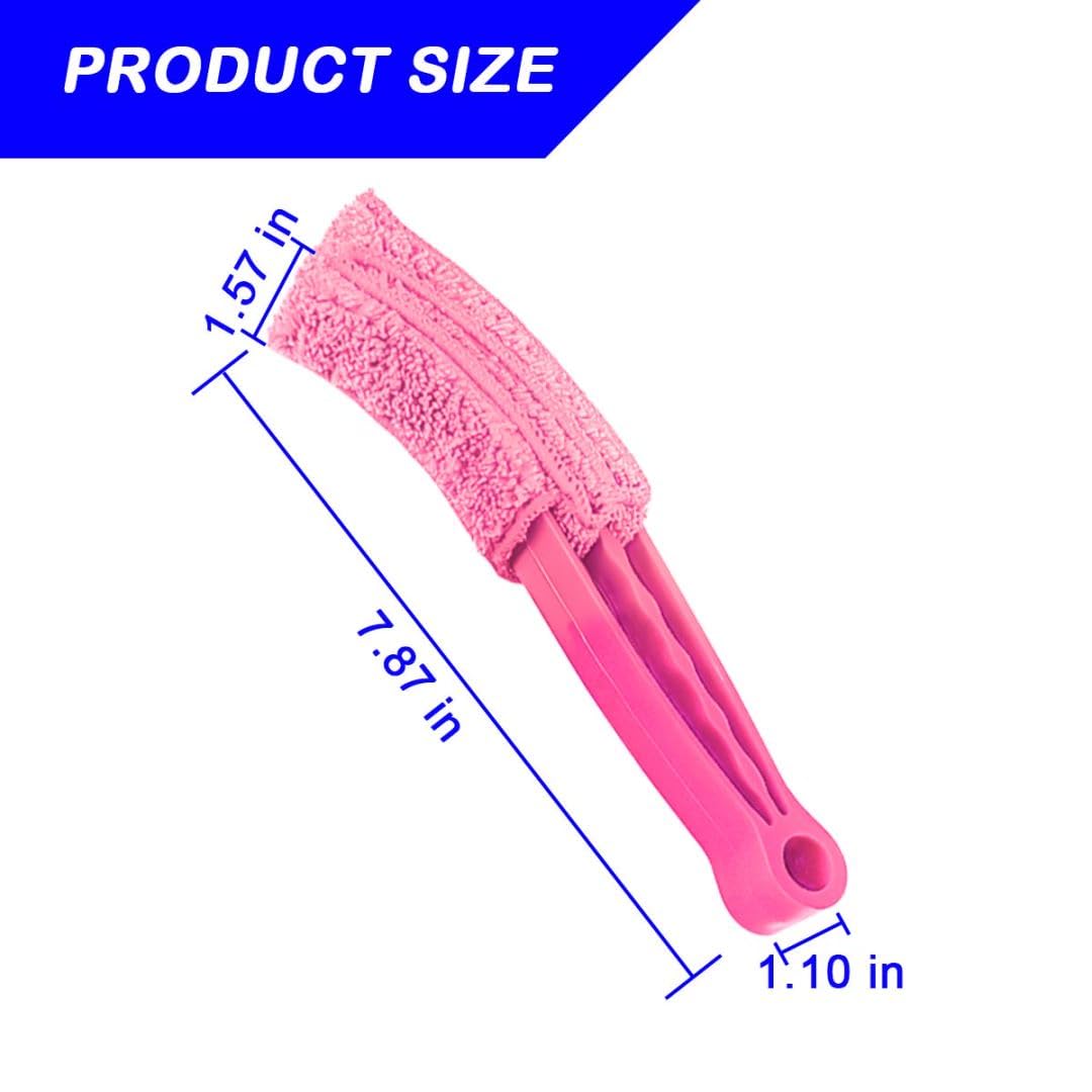 KHGUZ 3PCS Mini Duster for Car Air Vent, Automotive Air Conditioner Cleaner and Brush, Vehicle Blind Dust Cleaning Tool for Keyboard, Window, Shutter, Universal for SUV, Truck, RV?Rose Red?
