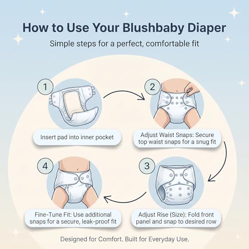 Image of Blushbaby Premium Reusable Cloth Diaper for Babies (3 Months - 3 Years) | 1 Washable Diaper with 1 Insert Pad | Adjustable, Leak-Proof, rash free & Absorbent | Freesize Diaper (5-18kg)