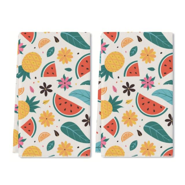 Geroclonup（40x60 CM Watermelon Pineapple Fresh Fruits Kitchen Dish Cloths Hand Tea Towels Washcloths for Kitchen Home Bathroom Decor Mother Gifts Mother's Day Decorations Set of 2