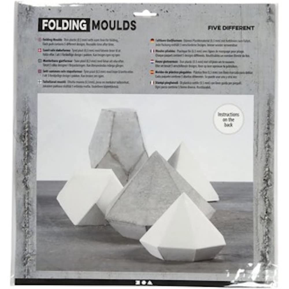 Folding Moulds, H: 6+13 cm, thickness 0,5 mm, transparent, Geometric shapes, 5pcs