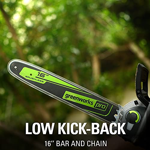 Greenworks 80V 16" Brushless Cordless Chainsaw (Great For Tree Felling, Limbing, Pruning, and Firewood / 75+ Compatible Tools), 2.5Ah Battery and Charger Included by Greenworks - Image 3