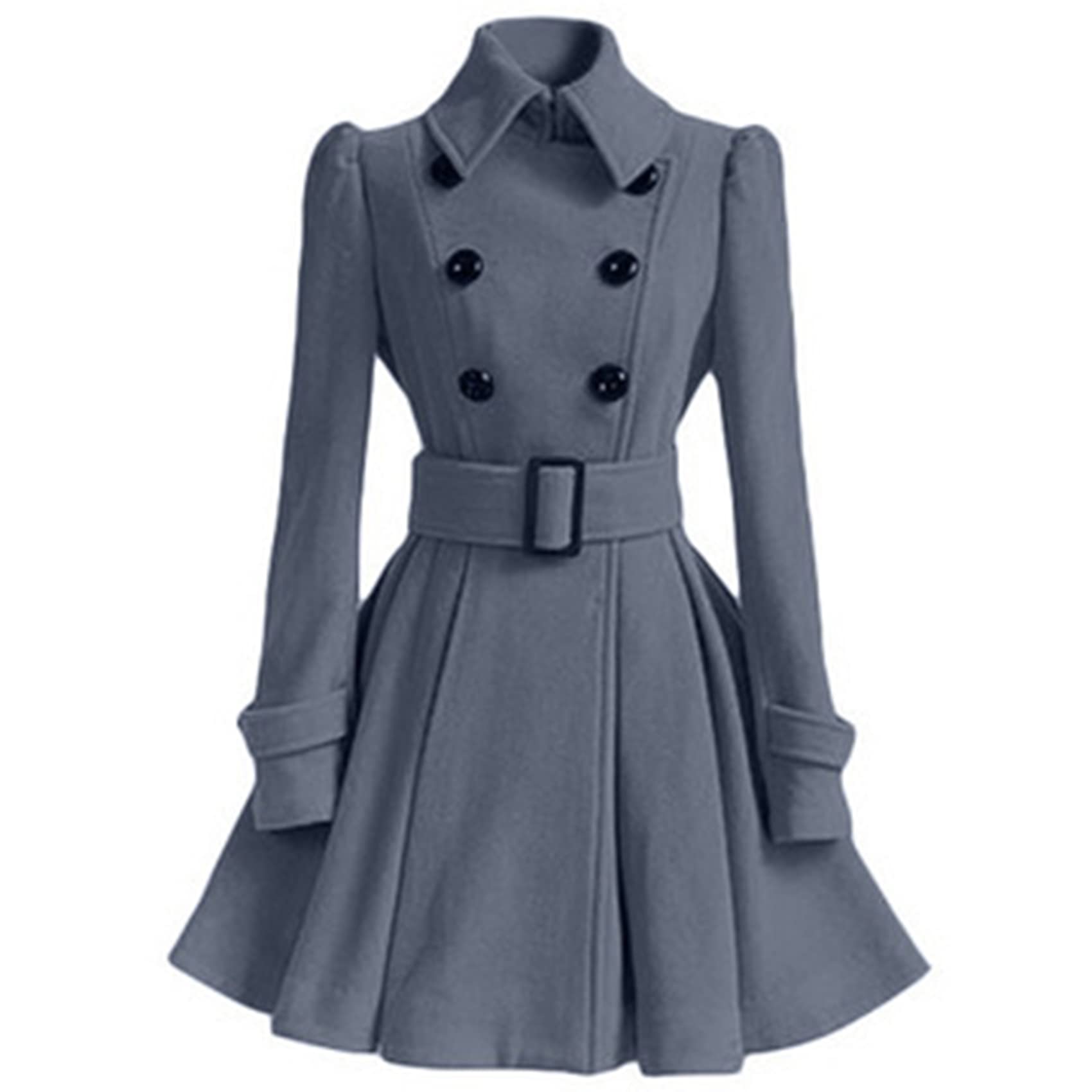 Cappotto di Lana da Donna di Media Lunghezza Stile Sottile da Donna con Cintura E Cappotto di Lana per Le Donne
