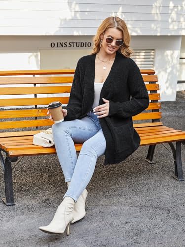 Image of Snuggle Sac Cardigan Sweaters for Women with Pocket Trendy Casual Long Sleeve Tops Open Front Fall Winter Coats